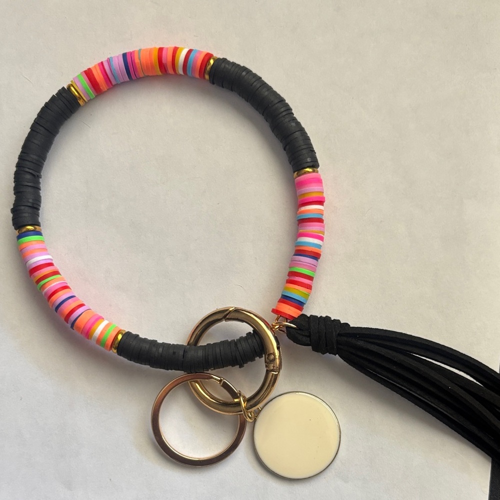 Colorful Beaded Bracelet style keychain with Tassel